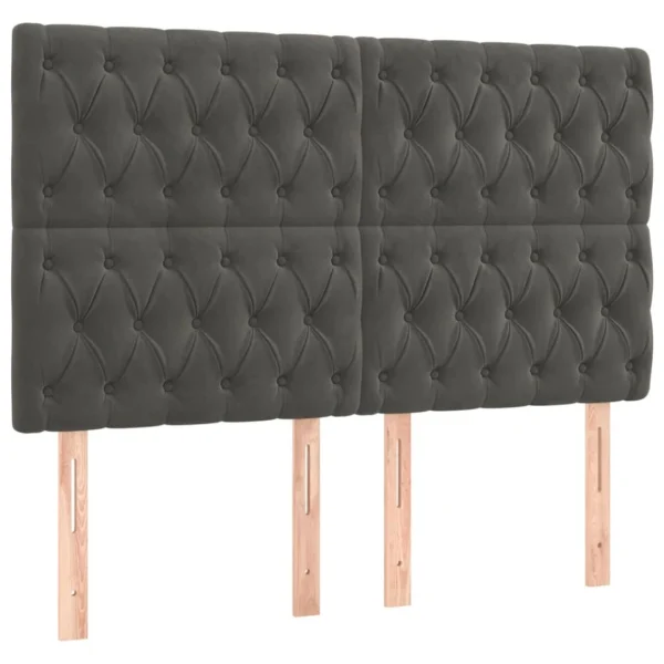 Prix très abordable VidaXL Tête De Lit à LED Gris Foncé 144x7x118/128 Cm Velours 4