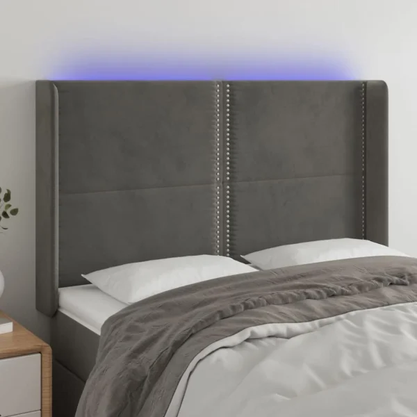 grossiste en ligne VidaXL Tête De Lit à LED Gris Foncé 147x16x118/128 Cm Velours 1