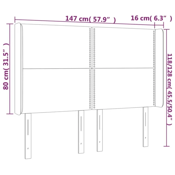 grossiste en ligne VidaXL Tête De Lit à LED Gris Foncé 147x16x118/128 Cm Velours 6