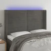 qualité supérieure VidaXL Tête De Lit à LED Gris Foncé 147x16x118/128 Cm Velours 16
