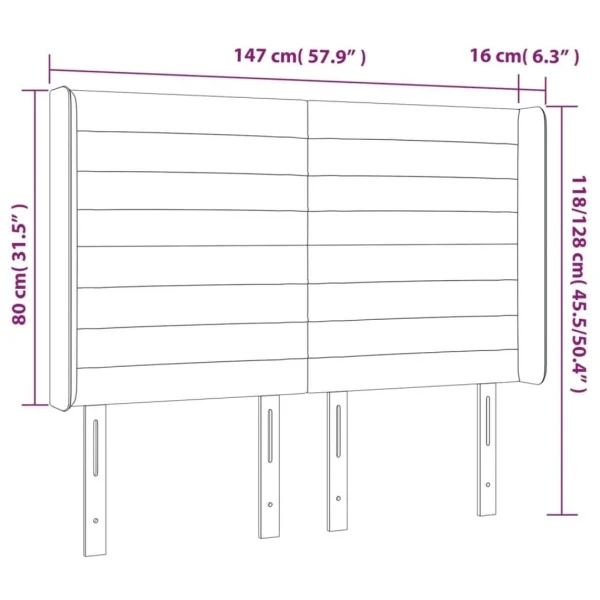 qualité supérieure VidaXL Tête De Lit à LED Gris Foncé 147x16x118/128 Cm Velours 6