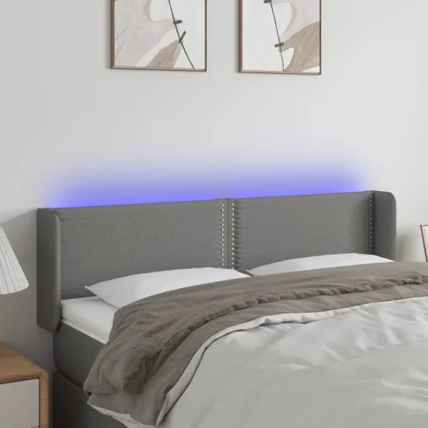 Authenticité garantie VidaXL Tête De Lit à LED Gris Foncé 147x16x78/88 Cm Tissu 1