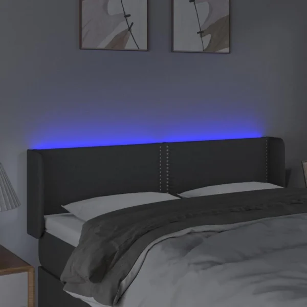 Authenticité garantie VidaXL Tête De Lit à LED Gris Foncé 147x16x78/88 Cm Tissu 4
