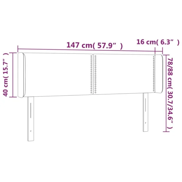 Authenticité garantie VidaXL Tête De Lit à LED Gris Foncé 147x16x78/88 Cm Tissu 6