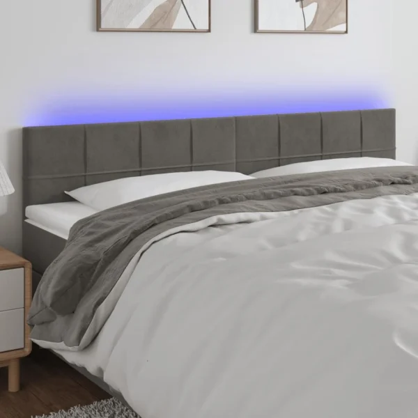 VidaXL Tête De Lit à LED Gris Foncé 160x5x78/88 Cm Velours Prix très abordable 1