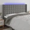 grossiste en ligne VidaXL Tête De Lit à LED Gris Foncé 163x16x118/128 Cm Tissu 17