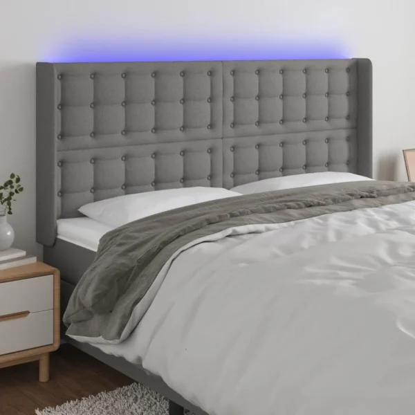 grossiste en ligne VidaXL Tête De Lit à LED Gris Foncé 163x16x118/128 Cm Tissu 1