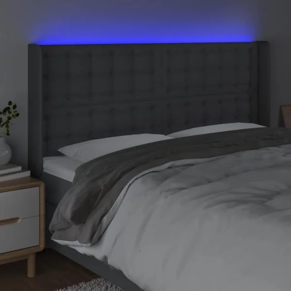 grossiste en ligne VidaXL Tête De Lit à LED Gris Foncé 163x16x118/128 Cm Tissu 4
