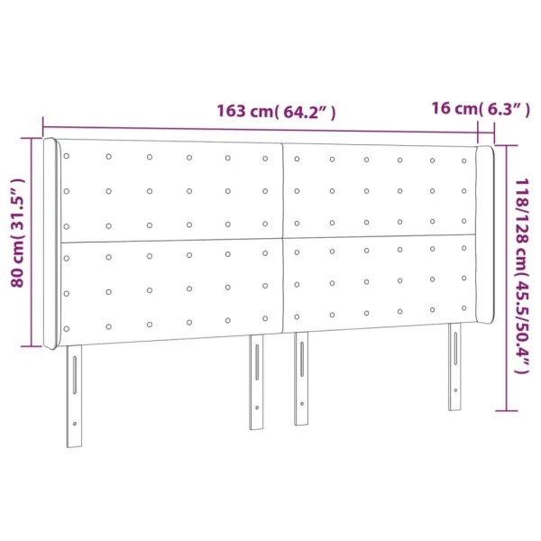 grossiste en ligne VidaXL Tête De Lit à LED Gris Foncé 163x16x118/128 Cm Tissu 6
