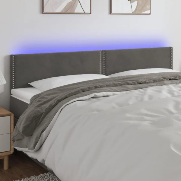 VidaXL Tête De Lit à LED Gris Foncé 180x5x78/88 Cm Velours Protections acheteurs 1