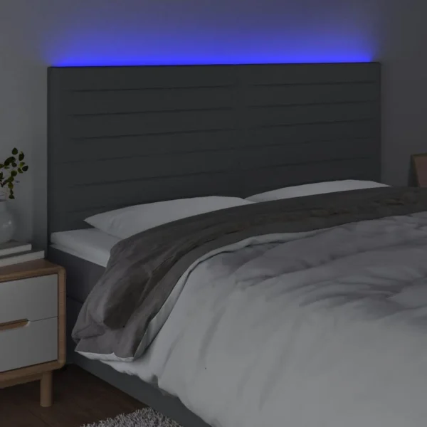VidaXL Tête De Lit à LED Gris Foncé 200x5x118/128 Cm Tissu Meilleur Service 3