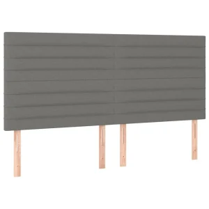 VidaXL Tête De Lit à LED Gris Foncé 200x5x118/128 Cm Tissu Meilleur Service 11