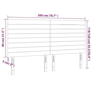 VidaXL Tête De Lit à LED Gris Foncé 200x5x118/128 Cm Tissu Meilleur Service 15