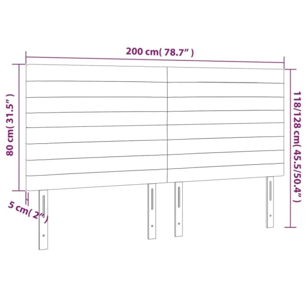 VidaXL Tête De Lit à LED Gris Foncé 200x5x118/128 Cm Tissu Meilleur Service 6