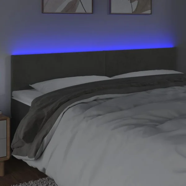 VidaXL Tête De Lit à LED Gris Foncé 200x5x78/88 Cm Velours fashion pas cher 3