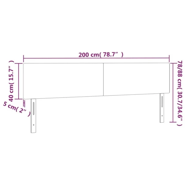 VidaXL Tête De Lit à LED Gris Foncé 200x5x78/88 Cm Velours fashion pas cher 6