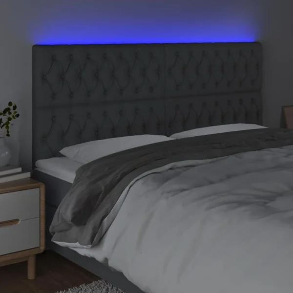 Achat VidaXL Tête De Lit à LED Gris Foncé 200x7x118/128 Cm Tissu 3