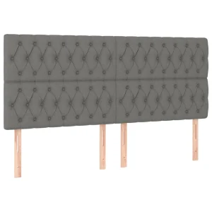 Achat VidaXL Tête De Lit à LED Gris Foncé 200x7x118/128 Cm Tissu 11