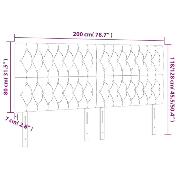 Achat VidaXL Tête De Lit à LED Gris Foncé 200x7x118/128 Cm Tissu 6