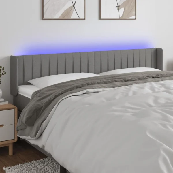 VidaXL Tête De Lit à LED Gris Foncé 203x16x78/88 Cm Tissu meilleure qualité 1