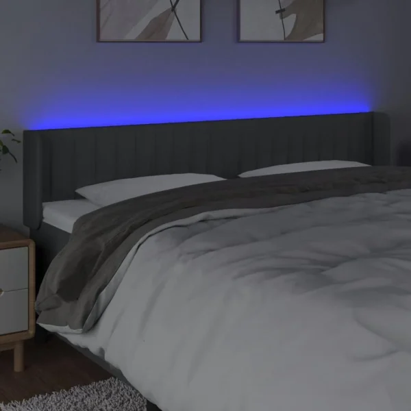 VidaXL Tête De Lit à LED Gris Foncé 203x16x78/88 Cm Tissu meilleure qualité 4