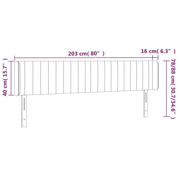 VidaXL Tête De Lit à LED Gris Foncé 203x16x78/88 Cm Tissu meilleure qualité 6