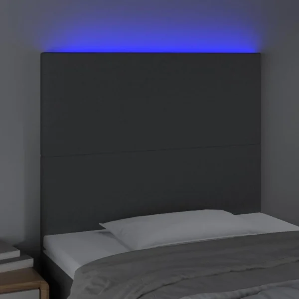 Large choix en ligne VidaXL Tête De Lit à LED Gris Foncé 80x5x118/128 Cm Tissu 3
