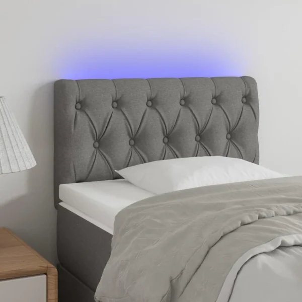 achat pas cher VidaXL Tête De Lit à LED Gris Foncé 80x7x78/88 Cm Tissu 1