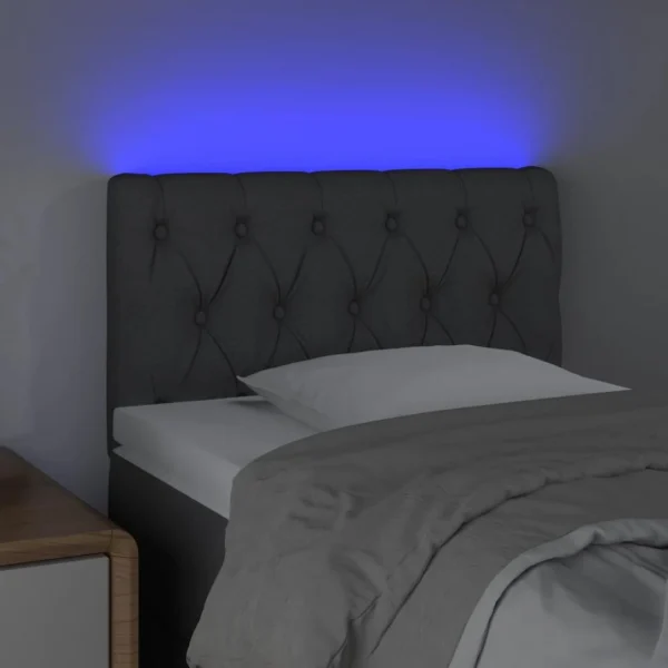 achat pas cher VidaXL Tête De Lit à LED Gris Foncé 80x7x78/88 Cm Tissu 3