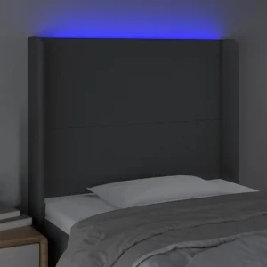 boutique en france VidaXL Tête De Lit à LED Gris Foncé 83x16x118/128 Cm Tissu 11