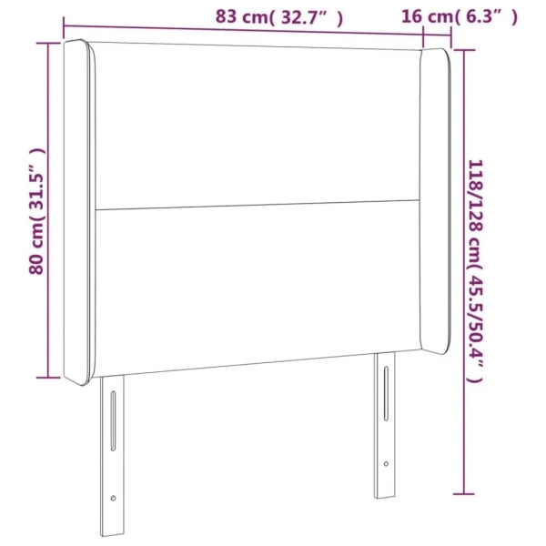 boutique en france VidaXL Tête De Lit à LED Gris Foncé 83x16x118/128 Cm Tissu 6