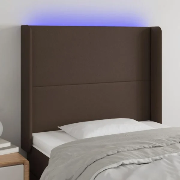 VidaXL Tête De Lit à LED Marron 103x16x118/128 Cm Similicuir Authenticité garantie 1