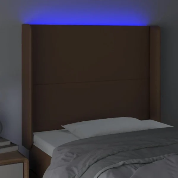 VidaXL Tête De Lit à LED Marron 103x16x118/128 Cm Similicuir Authenticité garantie 4