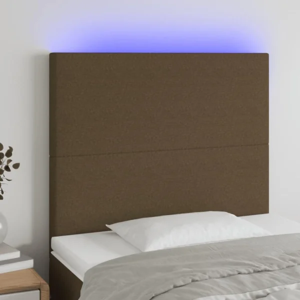 boutique en ligne france VidaXL Tête De Lit à LED Marron Foncé 100x5x118/128 Cm Tissu 1