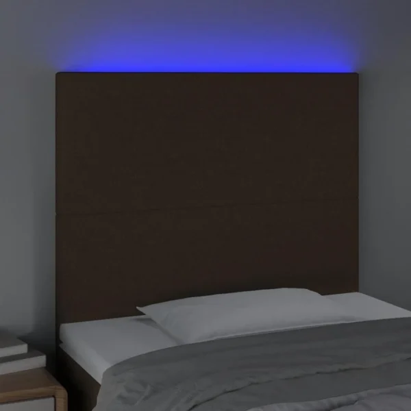 boutique en ligne france VidaXL Tête De Lit à LED Marron Foncé 100x5x118/128 Cm Tissu 3