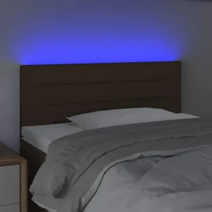 VidaXL Tête De Lit à LED Marron Foncé 100x5x78/88 Cm Tissu magasins pas chers 9