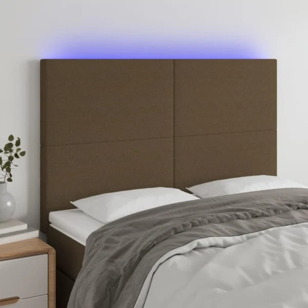 VidaXL Tête De Lit à LED Marron Foncé 144x5x118/128 Cm Tissu à prix imbattables 1