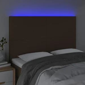 VidaXL Tête De Lit à LED Marron Foncé 144x5x118/128 Cm Tissu à prix imbattables 9