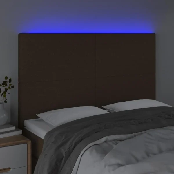 VidaXL Tête De Lit à LED Marron Foncé 144x5x118/128 Cm Tissu à prix imbattables 3