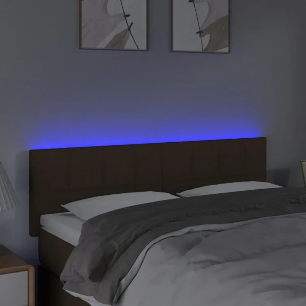 ultratendance VidaXL Tête De Lit à LED Marron Foncé 144x5x78/88 Cm Tissu 3