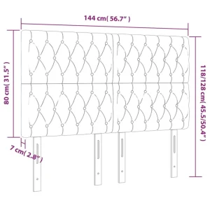 VidaXL Tête De Lit à LED Marron Foncé 144x7x118/128 Cm Tissu boutiqued en ligne 15