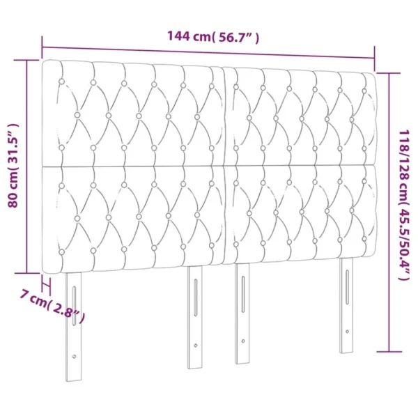 VidaXL Tête De Lit à LED Marron Foncé 144x7x118/128 Cm Tissu boutiqued en ligne 6