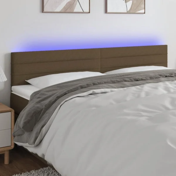 solde en ligne VidaXL Tête De Lit à LED Marron Foncé 160x5x78/88 Cm Tissu 1