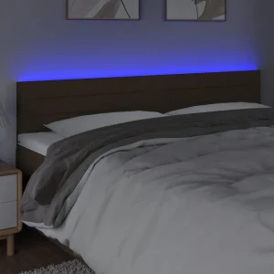 solde en ligne VidaXL Tête De Lit à LED Marron Foncé 160x5x78/88 Cm Tissu 9