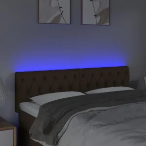 VidaXL Tête De Lit à LED Marron Foncé 160x7x78/88 Cm Tissu Satisfait ou Remboursé 9