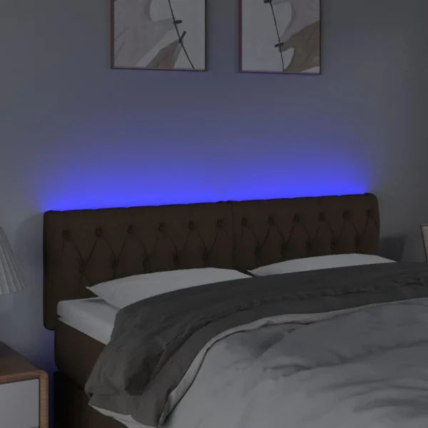 VidaXL Tête De Lit à LED Marron Foncé 160x7x78/88 Cm Tissu Satisfait ou Remboursé 3
