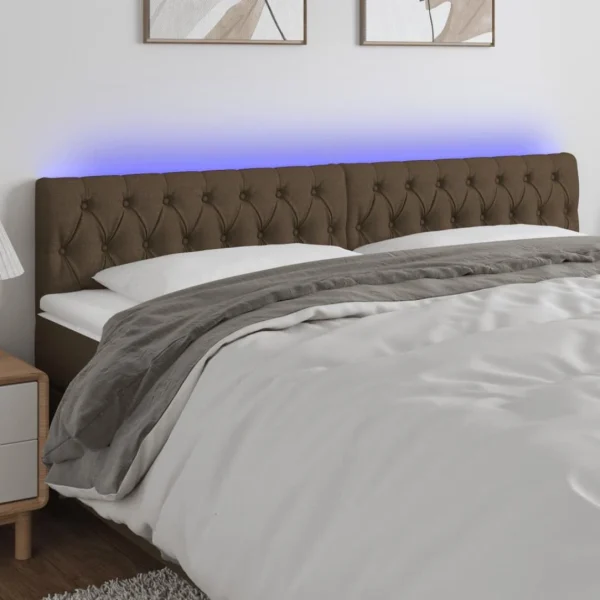 VidaXL Tête De Lit à LED Marron Foncé 180x7x78/88 Cm Tissu Pas Cher Magasin Soldes 1