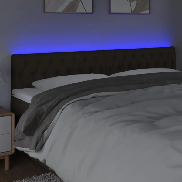 VidaXL Tête De Lit à LED Marron Foncé 180x7x78/88 Cm Tissu Pas Cher Magasin Soldes 3