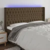 VidaXL Tête De Lit à LED Marron Foncé 183x16x118/128 Cm Tissu aux meilleurs prix 19