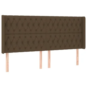 VidaXL Tête De Lit à LED Marron Foncé 183x16x118/128 Cm Tissu aux meilleurs prix 9